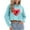 A01 Light Blue, variant on Xdegoge Womens Valentines Sweatshirt Long Sleeve Drawstring Hoodie Cute Playful Love Heart Print Pullover Casual Lightweight Trendy Cropped Hoodies