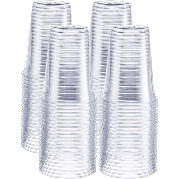[16 oz. - 100 Pack] Crystal PET Clear Plastic Cups for Party - Ideal for Cold Beverages, Smoothies, and Parties-(Formerly Comfy Package)