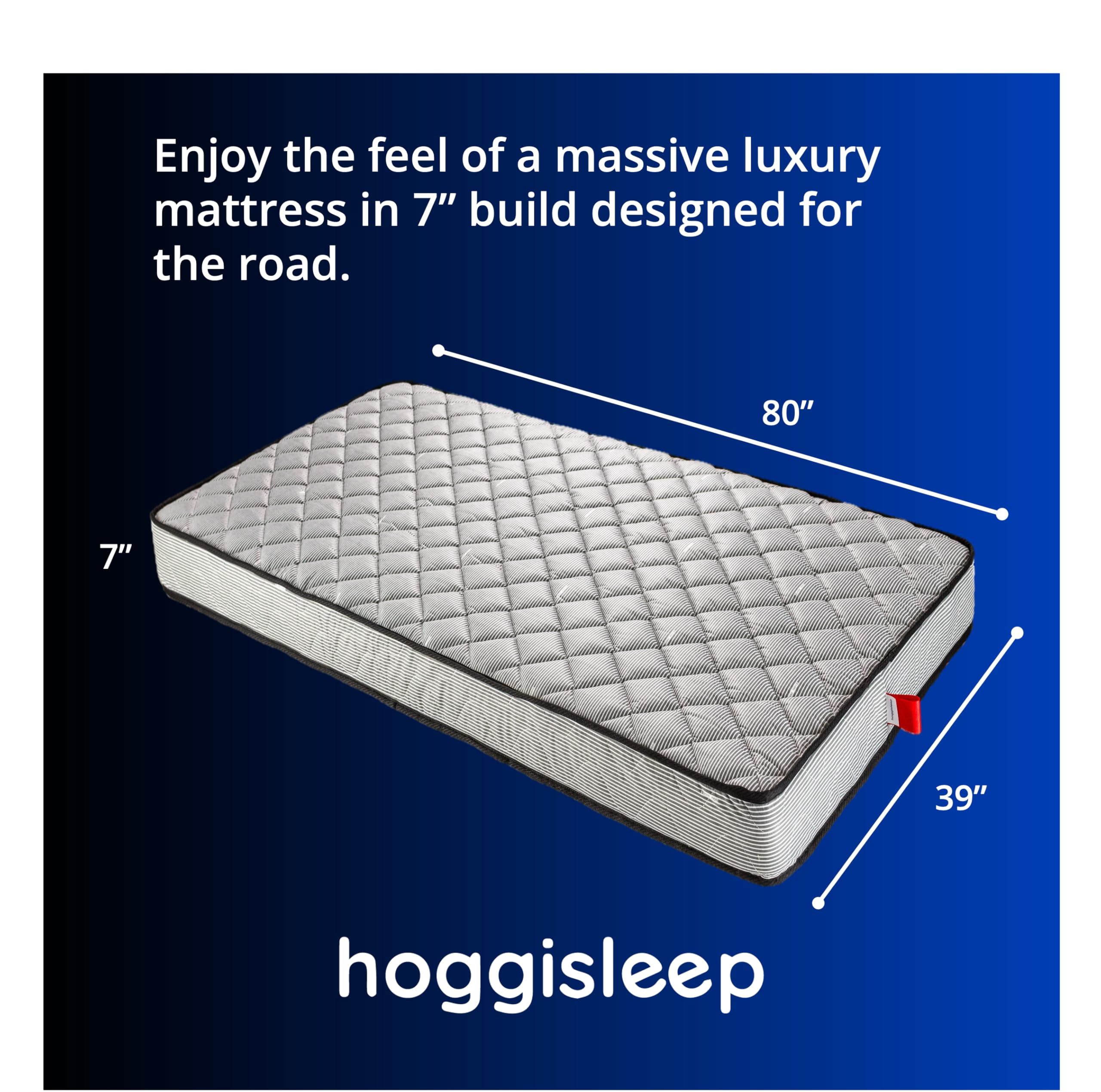 7 inch Semi Truck Mattress - 39x80, Twin VNL - Memory Foam Mattress, Medium Firm Feel, DOT Compliant Non Woven, Certified Only Safe Foams, Easy Bed in a Box Mattress - hoggisleep - Made in USA