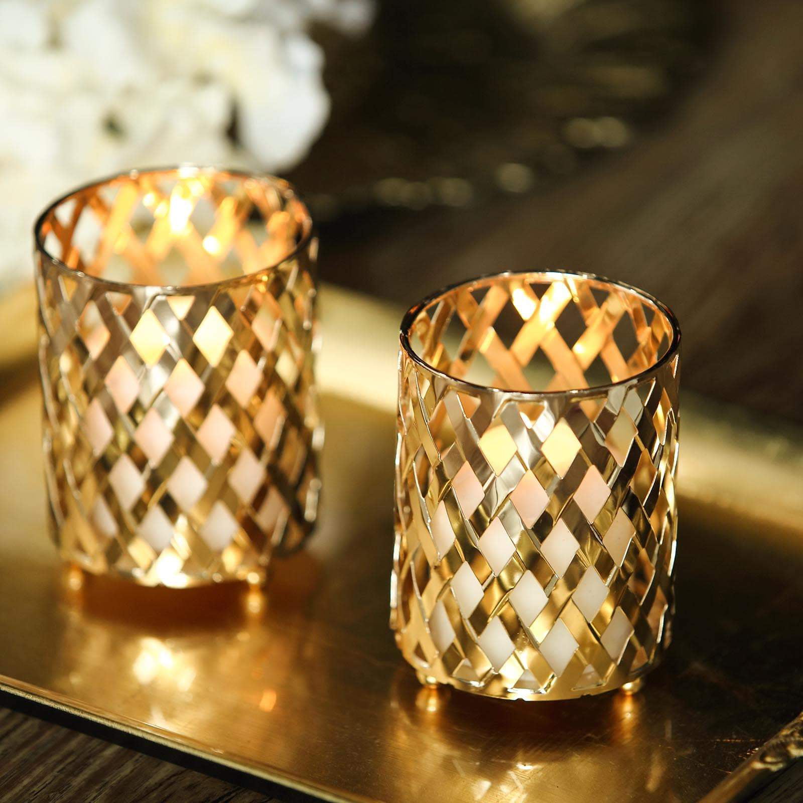 candle holder with led light table centerpiece