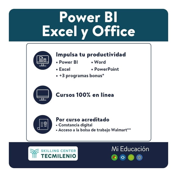 Curso Educativo Tecmilenio Paquetería Office y Power BI Online Mensual