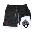 thumbnail image 2 of Pantalones cortos de gimnasio de Anime para hombre, 2 en 1, transpirables, absorbentes del sudor, de secado rápido, para entrenamiento, gimnasio, con bolsillos, 2 of 5