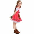 thumbnail image 6 of Huvoen Girls Short Sleeve Oktoberfest Clothes Round Neck Smocked Ties up A-Line Prom Dress Ruffle Flowy Swings Halloween Maid Dresses Pinks XL, 6 of 7
