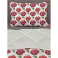 thumbnail image 3 of Luau Comforter & Sham Bedding Set, Art of Flowers of Tropical Places, 3 pcs Duvet Set Microfiber Filling Quilt, 5 Sizes, Dark Pink White Green, by Ambesonne, 3 of 4
