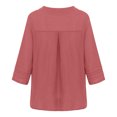 thumbnail image 5 of LEAVINGSUO Fall Winter V Neck Long Tops for Women, Womens Tops Women Solid Color V Neck Lace Splicing Fold Three Quarter Sleeve Blouses Tops, 5 of 5