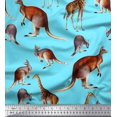 thumbnail image 1 of Soimoi Blue Poly Georgette Fabric Kangaroo & Giraffe Animal Print Fabric by Yard 42 Inch Wide, 1 of 3