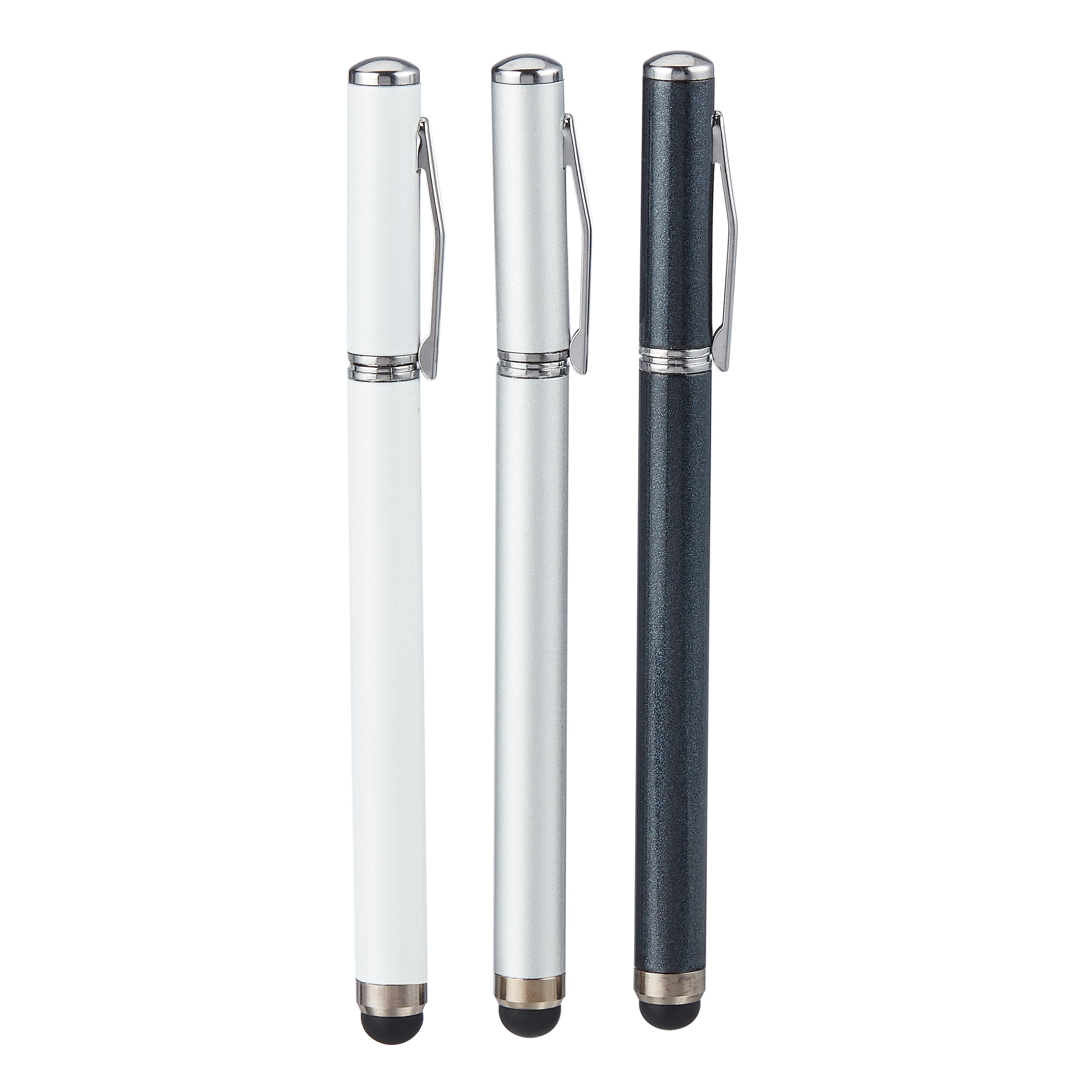 onn. 2in1 Stylus with BuiltIn Ballpoint Pen, Assorted Colors, 3