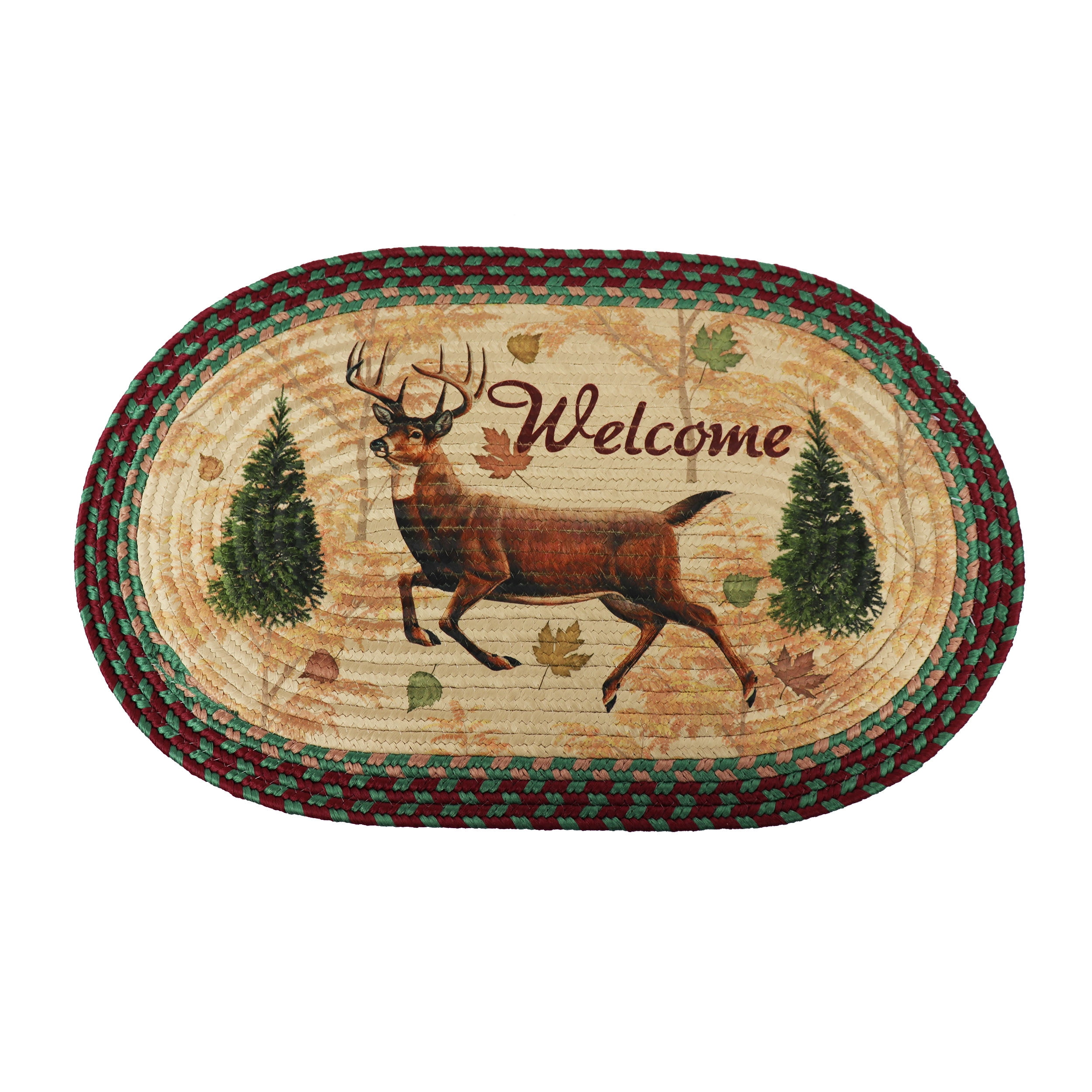 Rivers Edge Products Whitetail Deer Braided Rug, 26 Inch Oval Shaped
