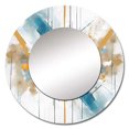 thumbnail image 2 of Designart "Elegance Teal Gold Fusion" Minimalism Teal Large Round Mirror - Round Mirror Wall Décor - Modern Round Printed Mirror 23" x 23" Inch, 2 of 5