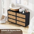 thumbnail image 6 of Garvee Rattan 6 Drawer Bedroom Dresser, Large Double Dresser with Deep Drawers, Closet Chest of Drawers, Wide Top, Long Wood Dresser for Living Room, Hallway, Kids Room, Black, 6 of 8
