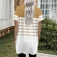thumbnail image 5 of Womens Side Slit Tunic Tops, Short Sleeve Shirts for Women Summer Fashion Striped Printed Patchwork V Neck Short Sleeve T-Shirts with Pockets, 5 of 5