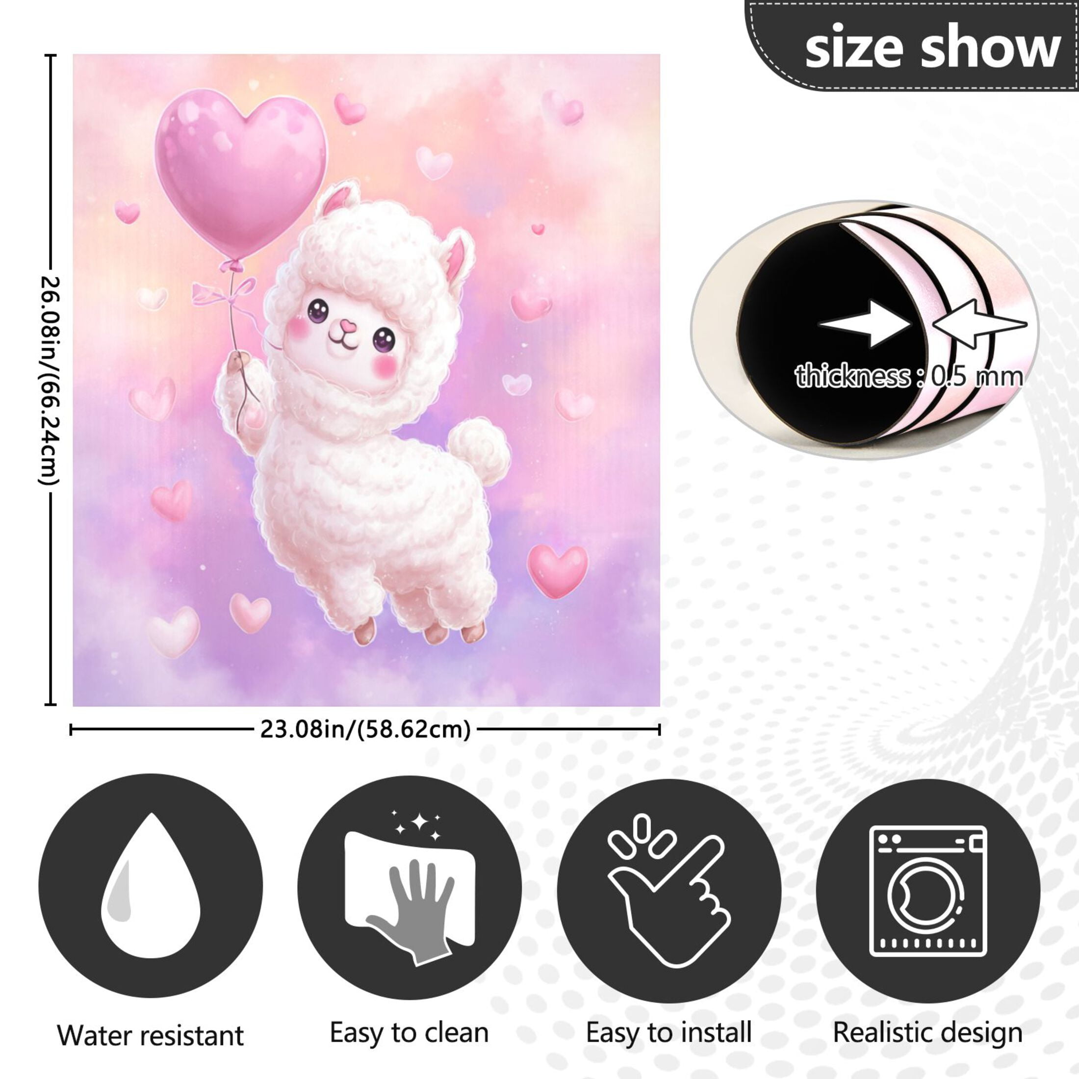 Dishwasher Magnetic Refrigerator Magnet Cover Sticker Home Decorative 23"x26" Kawaii White Alpaca