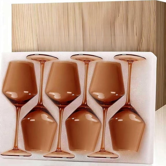 Wine Glasses Set of 6-16oz Colorful Wine Glass with Stem【HandBlown】 Muted Wine Glasses Colored Set,Wine Gifts for Christmas New Year