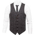 thumbnail image 2 of GFDYREE Men's Slim Fit Herringbone Tweed Suits Vest Premium Wool Blend Waistcoat, 2 of 7