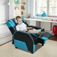 thumbnail image 2 of Costway Kids Youth Gaming Sofa Recliner w/Headrest & Footrest PU Leather Blue, 2 of 10
