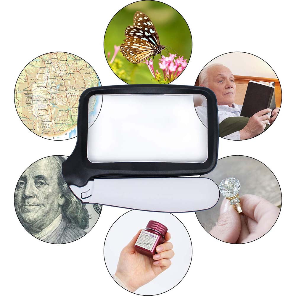 Reactionnx Magnifying Glass with Light, Folding Handle, 5 Bright LED