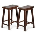 thumbnail image 2 of PJ Wood Classic Saddle-Seat 24" Kitchen Counter Stools, Walnut (Set of 4), 2 of 7