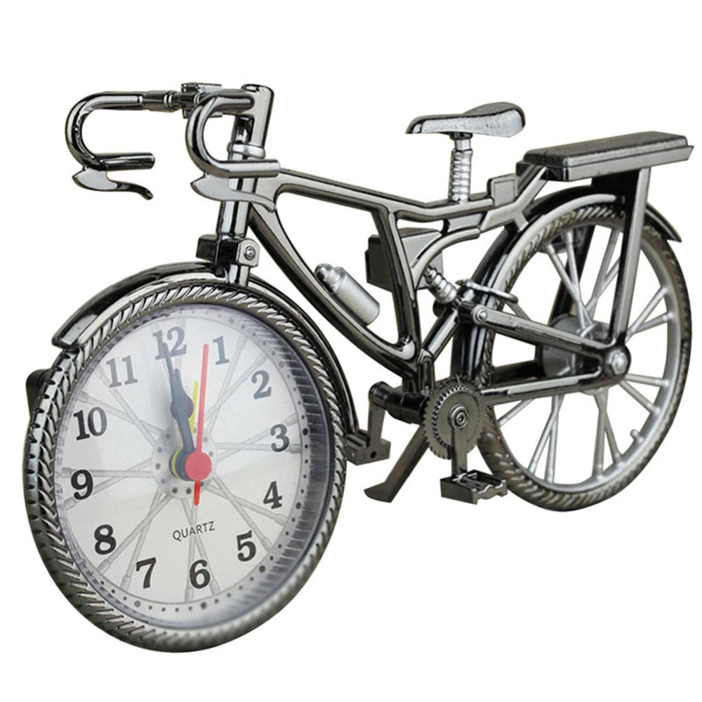 lzndeal Vintage Bike Shape Alarm Clock Fun Bicycle Clock Ornaments for