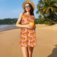 thumbnail image 3 of Balery Cartoon Hot Dog Vestidos de verano para mujer con estampado: vestido holgado sin mangas, vestido playero informal y cómodo para días calurosos., 3 of 7