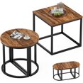 thumbnail image 4 of Coffee Table Oval 3pcs Set, Modern Living Room Table with 2 End Tables, Small Center Table with Metal Frame for Home Apartment, Gray Wash, 4 of 14