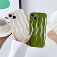 thumbnail image 3 of Caseative iPhone 15 Phone Case, Water Ripple Pattern Curly Wave Frame Soft Compatible with iPhone Phone Case (Khaki, iPhone 15), 3 of 12