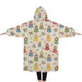 thumbnail image 2 of Oversized Wearable Blanket Hoodie,Princess Floral Garden Pattern Sherpa Blanket Hoodie with Super Pockets,Super Warm Fuzzy Pullover for Women & Men, 2 of 6