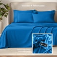 thumbnail image 5 of Bare Home Luxury Bed Sheet Set - Premium 1800 Collection - 6 Piece - Full, Medium Blue, 5 of 9