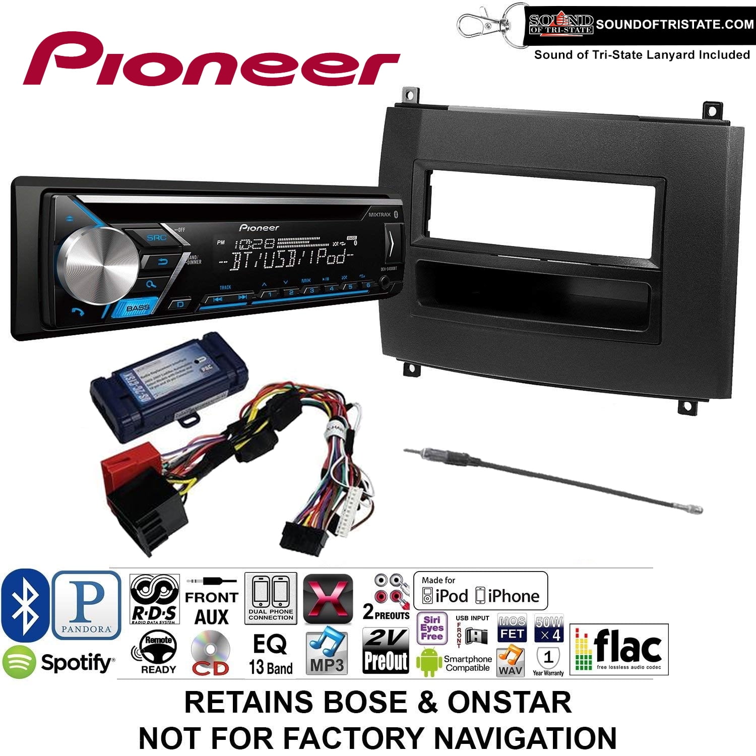 Pioneer DEHS4010BT Install Kit with Bluetooth, CD Player, USB/AUX Fits