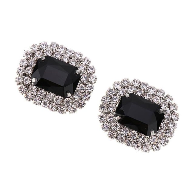 Ruiboury Rhinestone Shoe Clips Wedding Buckle DIY Bride Shoe Decorative Charms Black