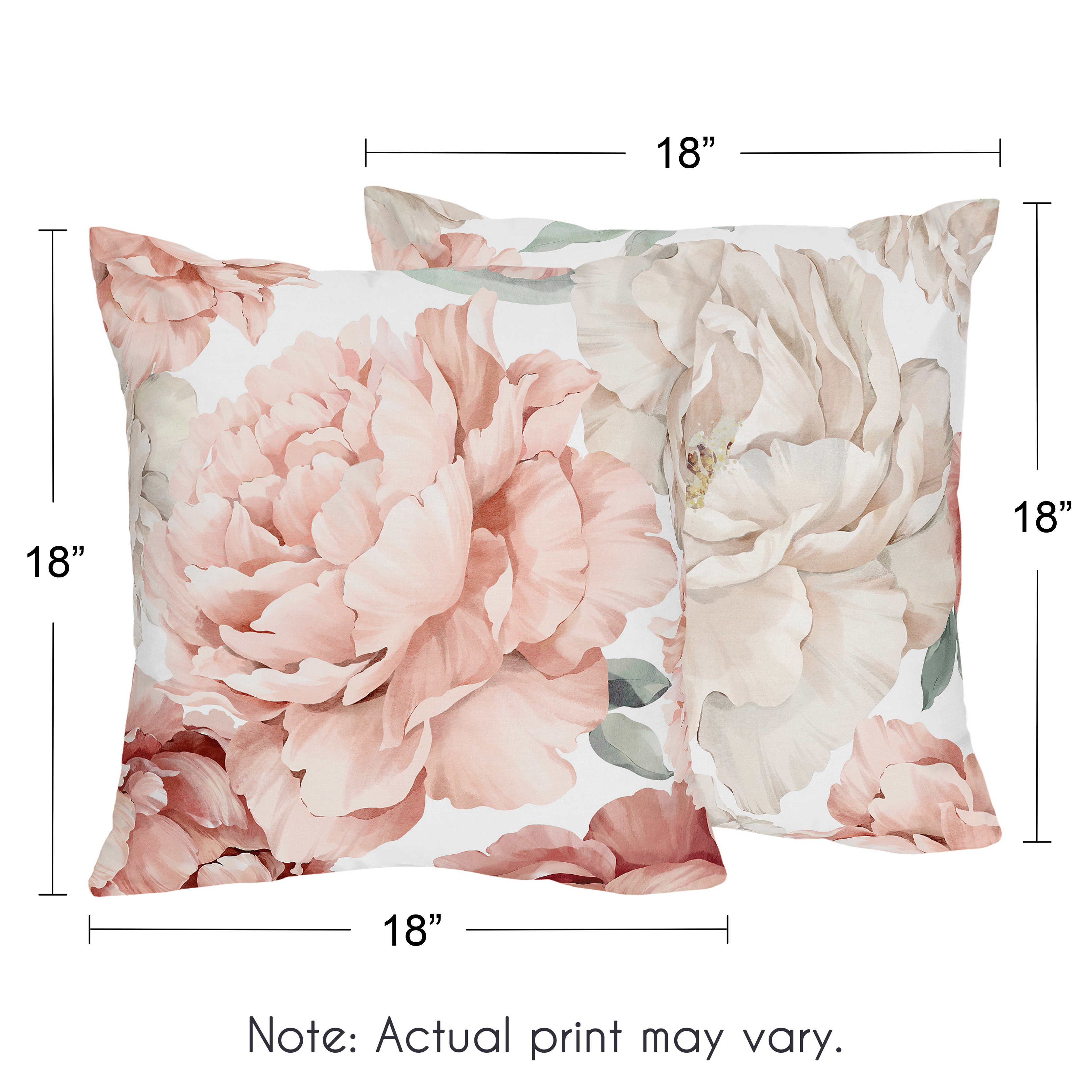 Set of 2 Rose Decorative Accent Kids' Throw Pillows Blush Pink - Sweet Jojo  Designs