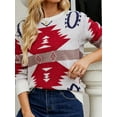 thumbnail image 6 of FEORJGP Women Christmas Sweater Long Sleeve Knitwear Pullover Crew Neck Knit Jumper Geometric Embroidery Winter Knitted Chunky Cable Tops, 6 of 9