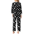 thumbnail image 3 of INSPIRE CHIC Women's Heart Star Tops with Pants Warm Flannel Plush Fleece Pajamas Set XS Black, 3 of 5