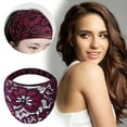 thumbnail image 3 of 4 PCS Lace Headbands for Women, Wide Headbands for Women Head Wraps, Floral Pearl Lace Elastic Headbands Hair Accessories for Weddings, Vacations & Daily Styling, Purple red, 3 of 6