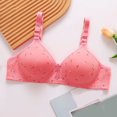 thumbnail image 3 of GPOECD Bras for Women Front Side Buckle Lace Edge Without Steel Ring Seamless Gathering Adjustment Bra Bras for Women Underwire,Watermelon Red,42, 3 of 7