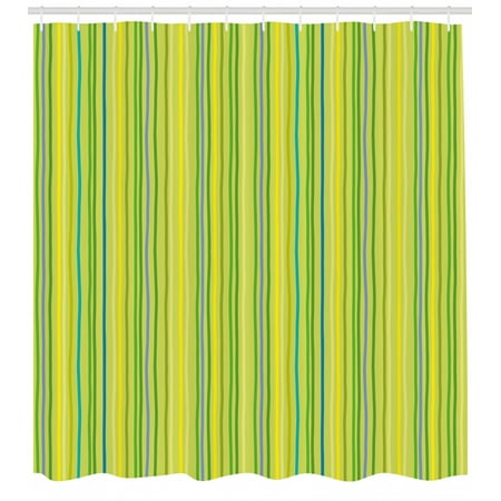 Lime Green Shower Curtain, Pastel Toned Vertical Bands ...