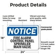 thumbnail image 2 of (2 Pack) Fire Alarm Control Panel Sprinkler Main Valve OSHA Notice Sign 24 Inch X 18 Inch Plastic Sign, Weather Resistant, UV Protected for Workplace, Business, and Construction Site,, 2 of 8