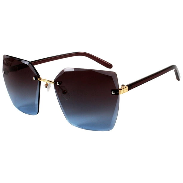 Vintage Style Trendy Irregular Sunglasses for Women Tinted Frameless for  Gradient blue 