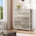 thumbnail image 4 of GALAXHERO 8 Drawer Fabric Dresser for Bedroom, Storage Bins Chest of Drawer for Closet, Living Room, Hallway, Greige, 4 of 7