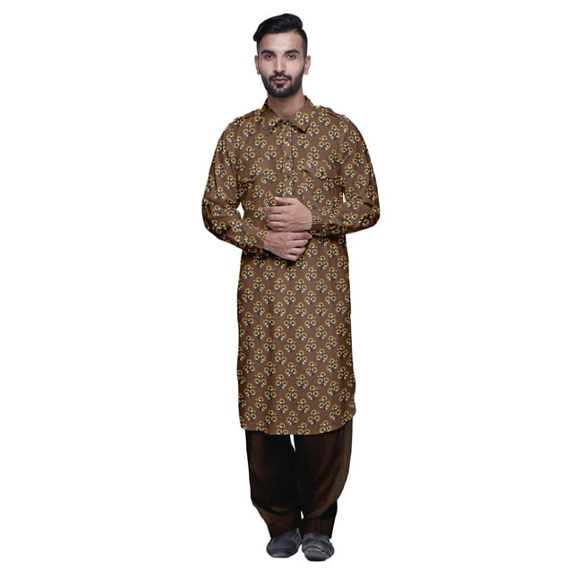 Atasi Kurta Classique à Col et Manches Longues pour Hommes, Ensemble Kurta de Mariage