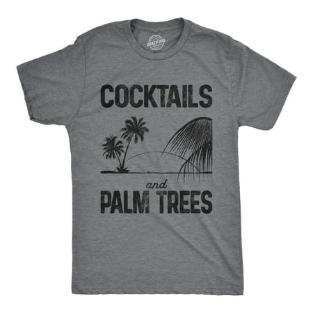 Mens Cocktails And Palm Trees Summer Vacation Cool Party Shirt Fun Drinking