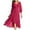 Wine, variant on Evening Gowns for Women formal Holiday Dresses for Women Chiffon Spring V Neck Long Sleeves Pleated A Line Midi Length Wedding Guest Dress