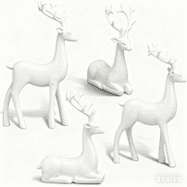 4 Pcs Christmas Reindeer Decor Small Resin Standing Sitting Deer Figurine Mini Reindeer Christmas Table Decoration for Home Indoor Xmas Holiday Small Statue Rustic Table Decor(White)