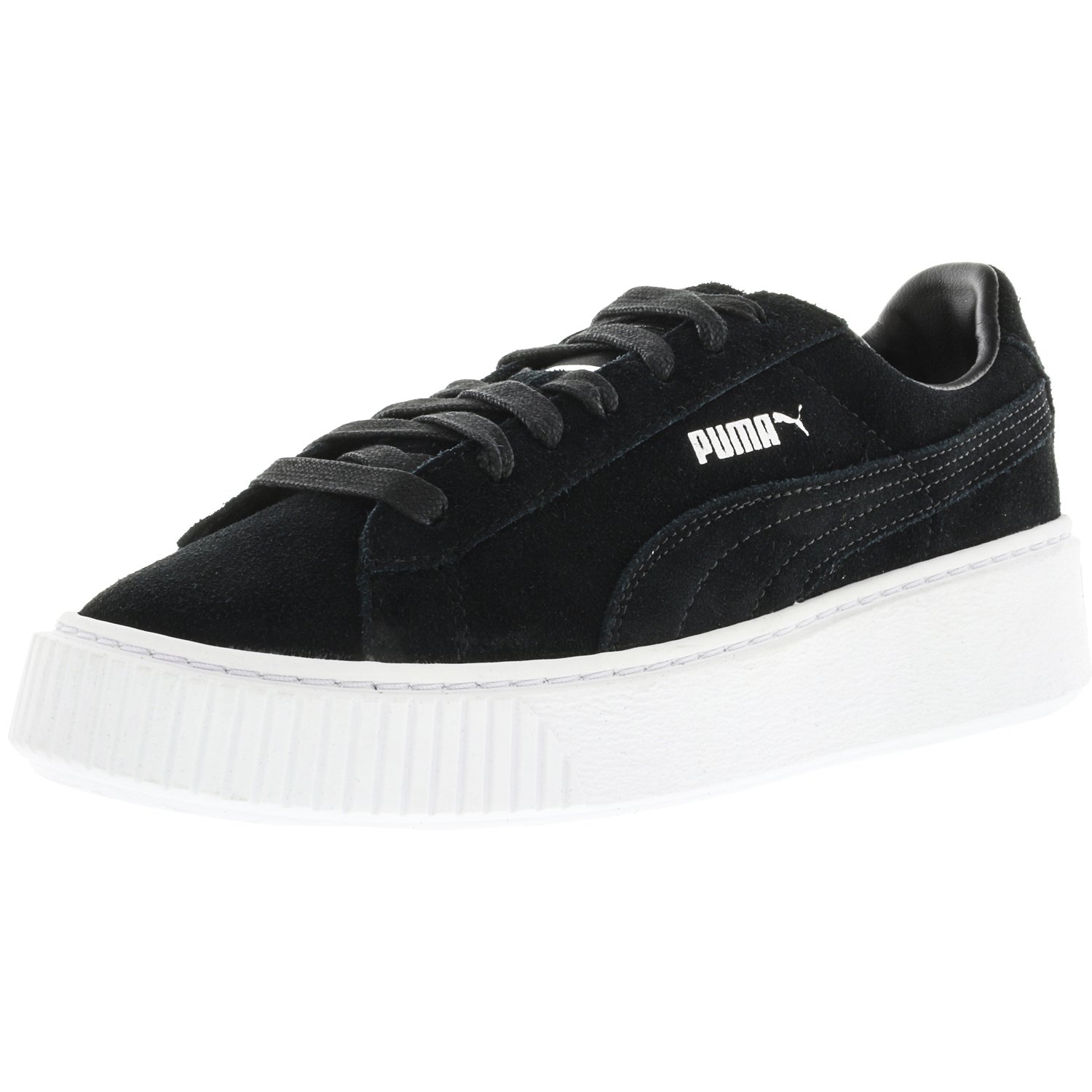 black and white platform pumas