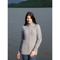 thumbnail image 2 of SAOL Aran Zip Cable Knitted Long Cardigan Irish Fisherman Sweater 100% Premium Merino Wool Women's Outdoor Jacket Made in Ireland, 2 of 7
