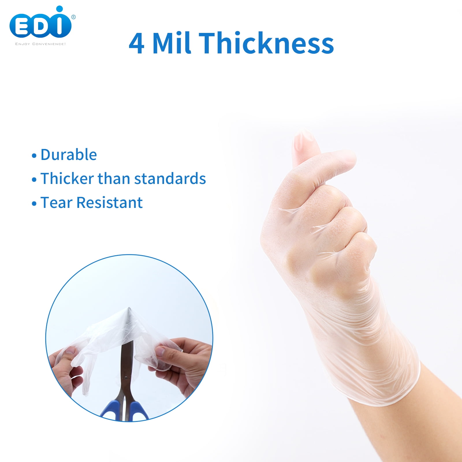 EDI Disposable Small Vinyl Gloves  - Powder-Free, Latex-Free 400