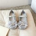 thumbnail image 2 of Jinhomg Toddler Little Girls Dress Ballet Mary Jane Bow Flat Shoes Fashion Y2k Shoes Marry Party Shoes PU Shoe Silver 34, 2 of 6