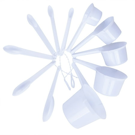 - Yescom 11pcs Plastic Kitchen Measuring Measure Spoons Cups Tablespoon Sets White New