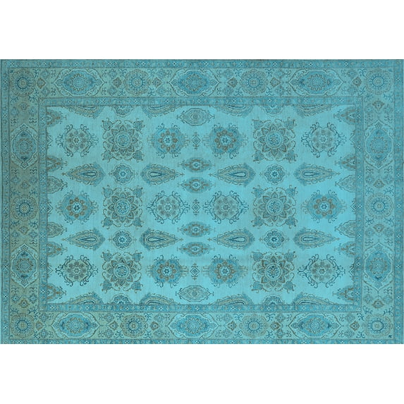 Ahgly Company Indoor Rectangle Oriental Light Blue Industrial Area Rugs, 2' x 3'
