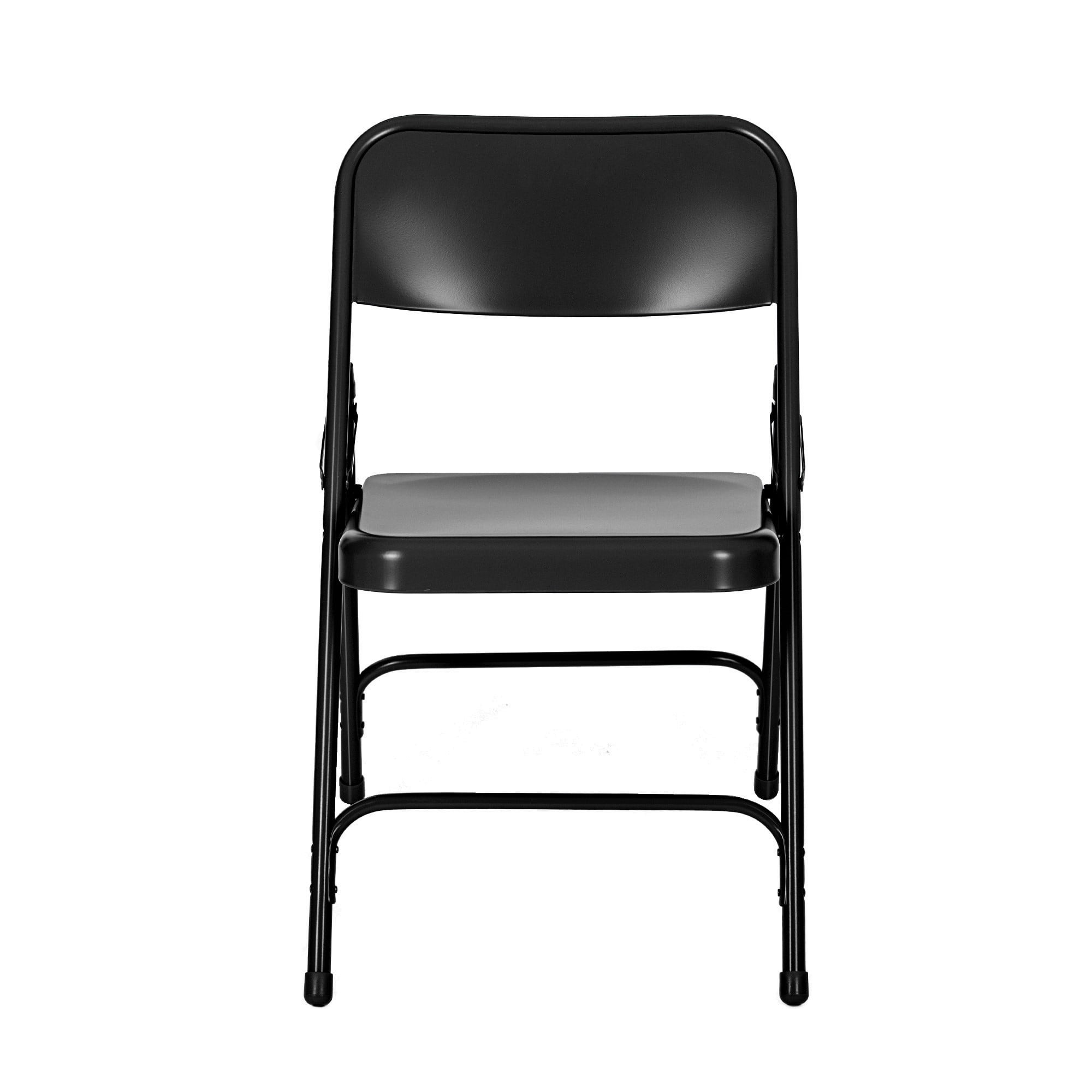 Hampden Furnishings Bernadine Collection Steel Double Hinge Folding Chair, Black, 4 Pack