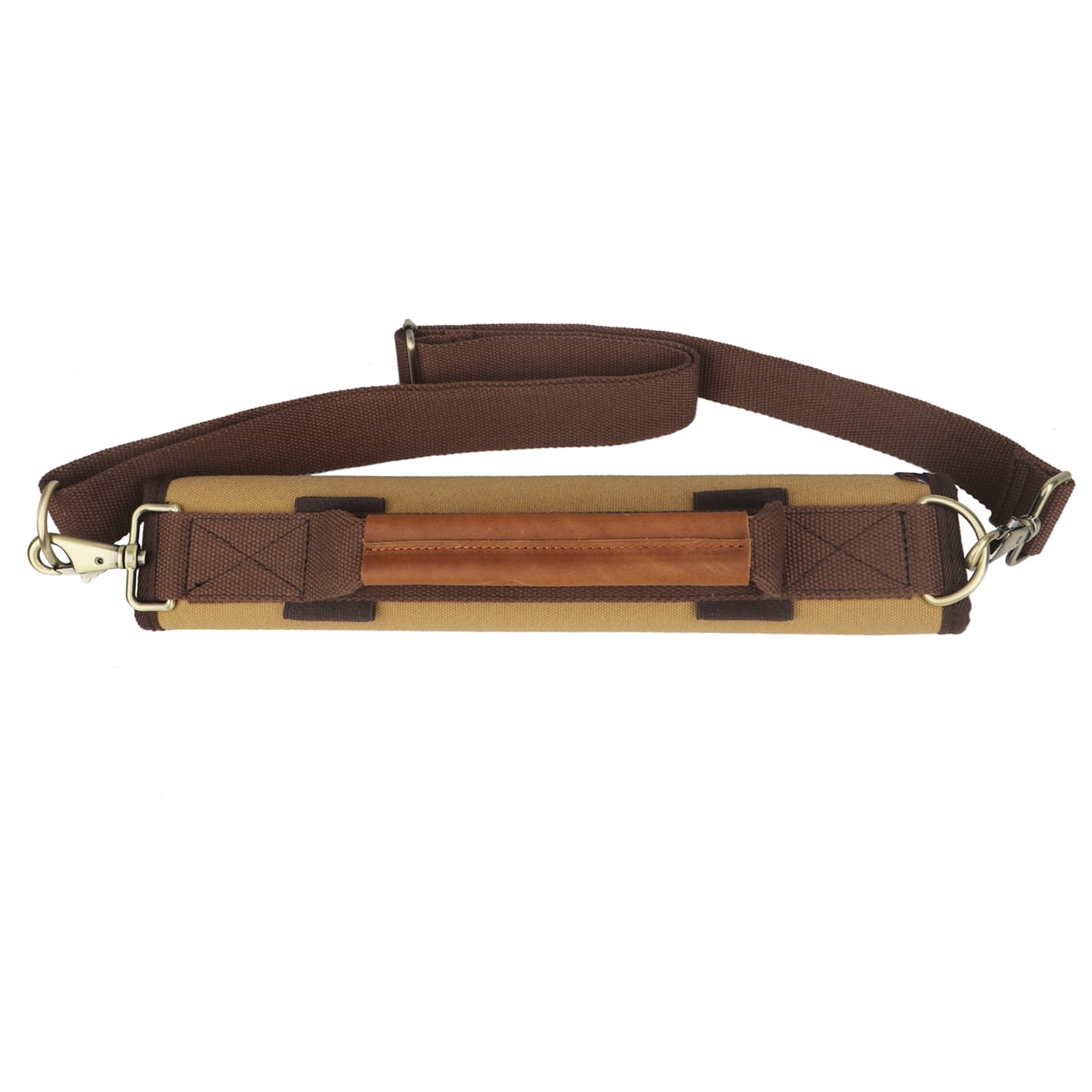 TOURBON Canvas Leather Golf Clubs Carrier Driving Range Golf Holster Range Bag Strap Pack Outdoor Brown
